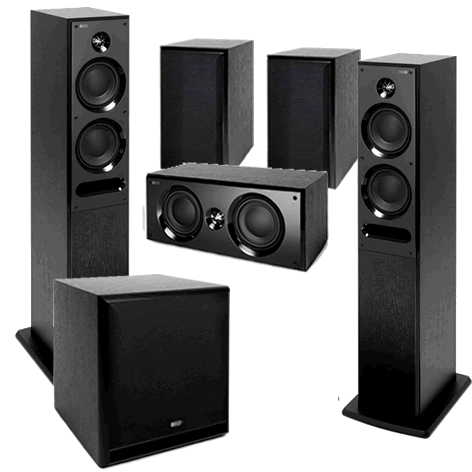 Kef AV5 5.1 Speaker Package Black Ash Hyperfi